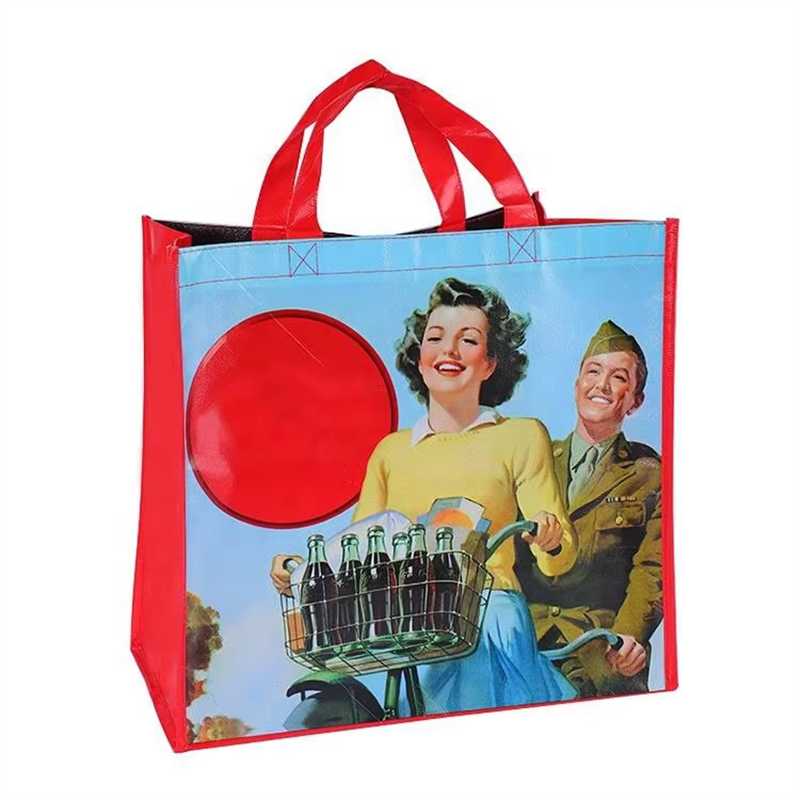 Custom Printed RPET Bag – Laminated Vintage Artwork Tote, Custom Tote Bags & Personalized Reusable Shopping Bags for Retail Promotion
