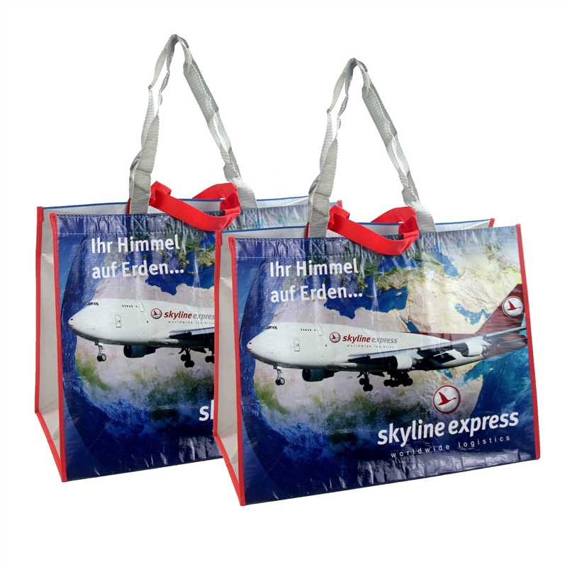 Custom Handheld RPET Bag – Laminated Printed Reusable Tote Bag with Logo, Reinforced Handles, Inner Pocket & Large Capacity for Retail Promotion
