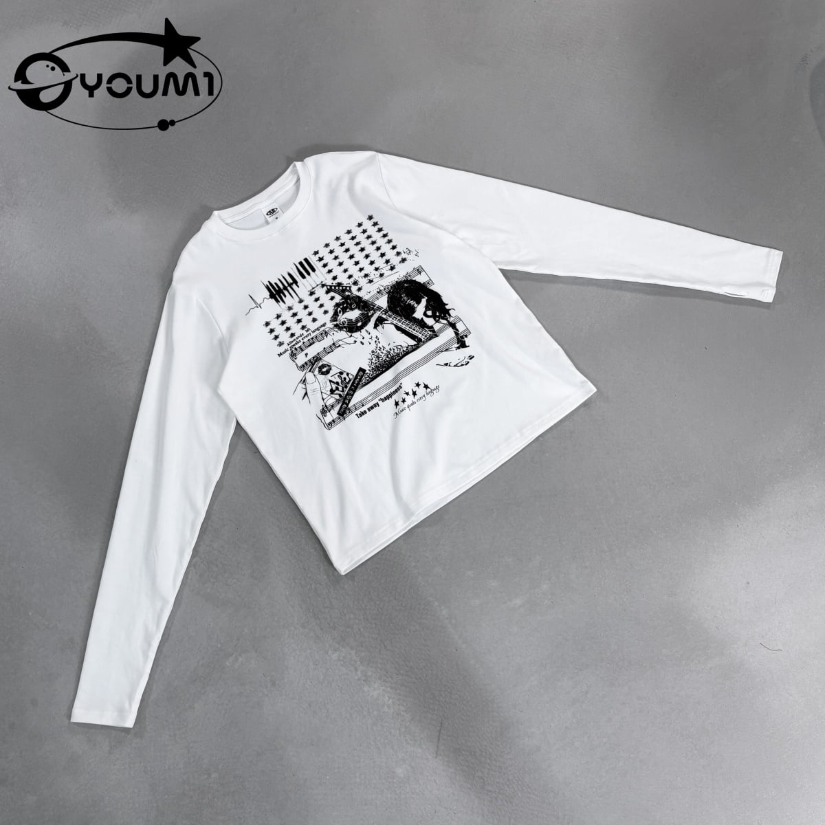 Youmi Custom Vintage Cotton Washed Long-Sleeve T-Shirt DTG