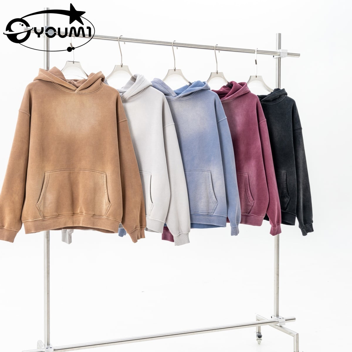 Men's Heavyweight Cotton Sun Faded Pullover Hoodie Warm Fleece  Winter  