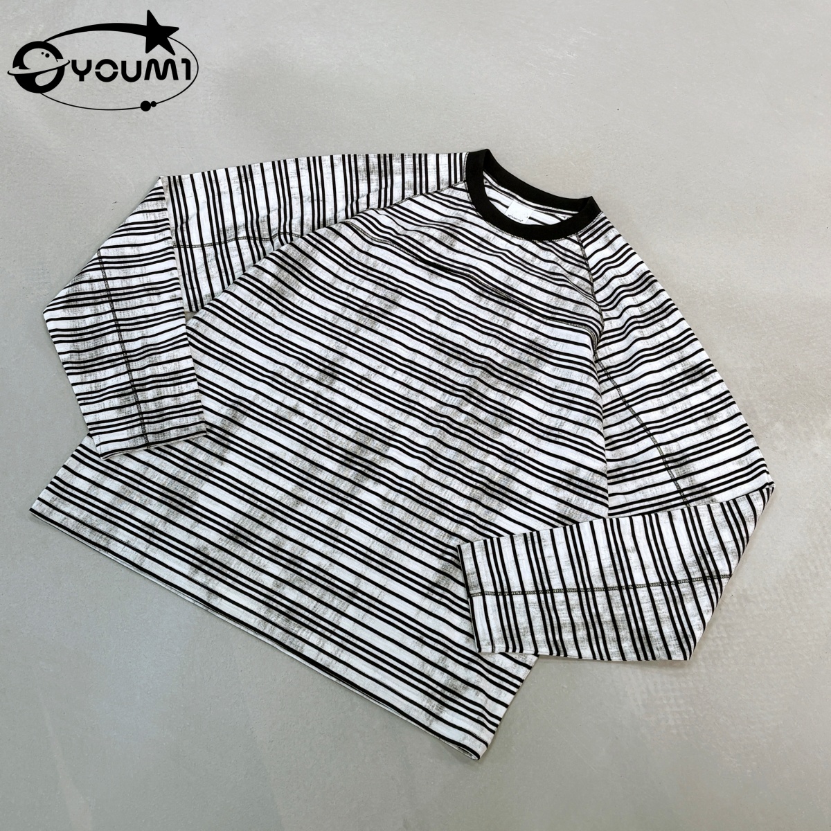 YOUMI Streetwear Vintage Raglan Long Sleeve T-Shirt