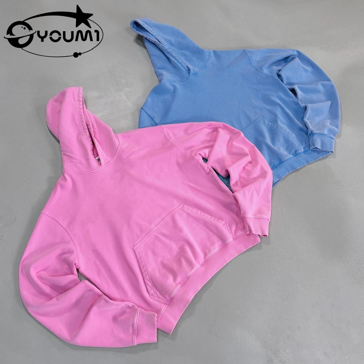 Youmi Custom 100% бавовняна худі з ефектом кам’яного прання у вінтажному стилі