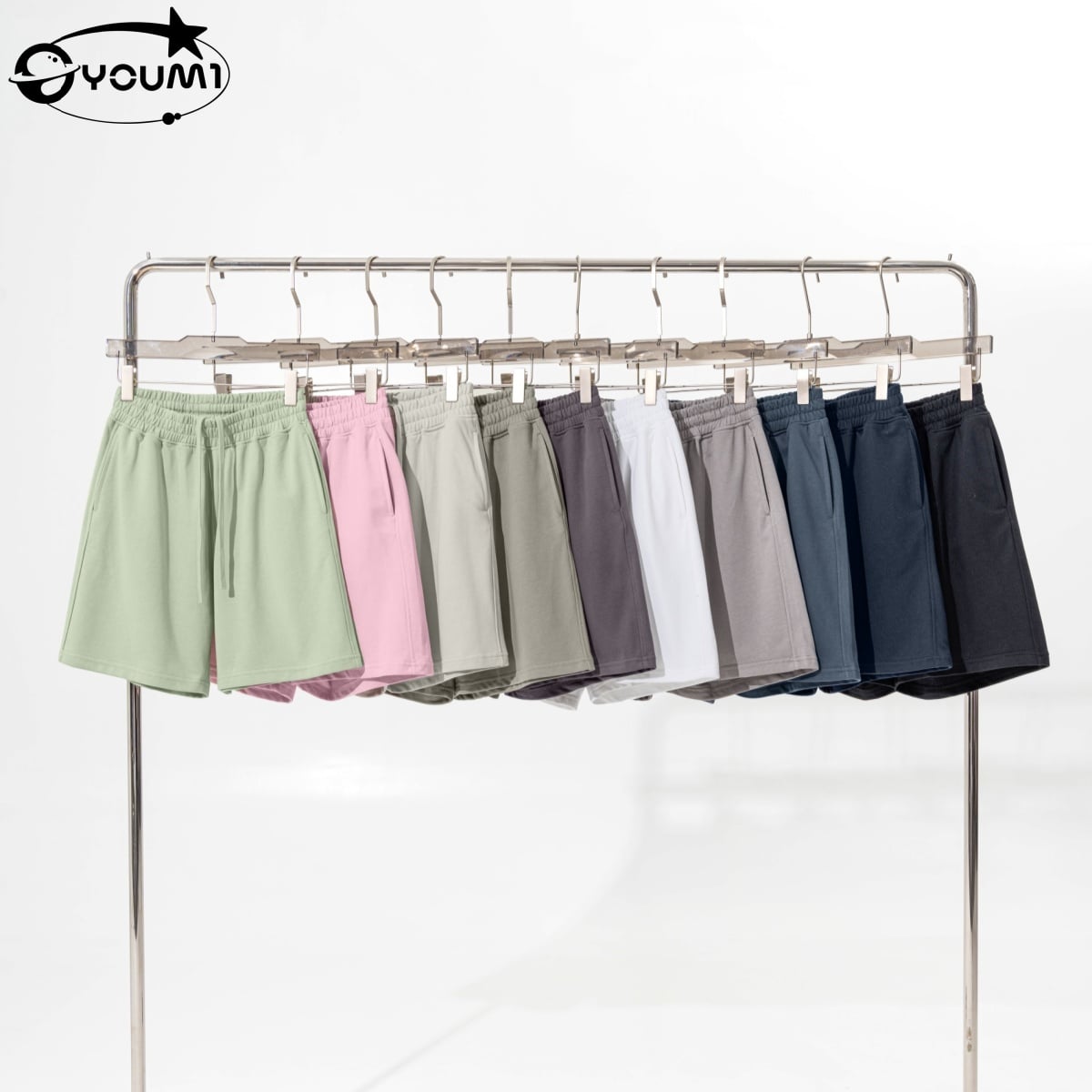 YOUMI Basic Customizable Sweat Shorts Oversized Plain Five Inch Casual Streetwear 