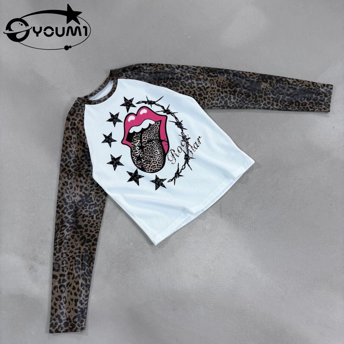Youmi Custom Vintage Leopard Print Patchwork Waffle 