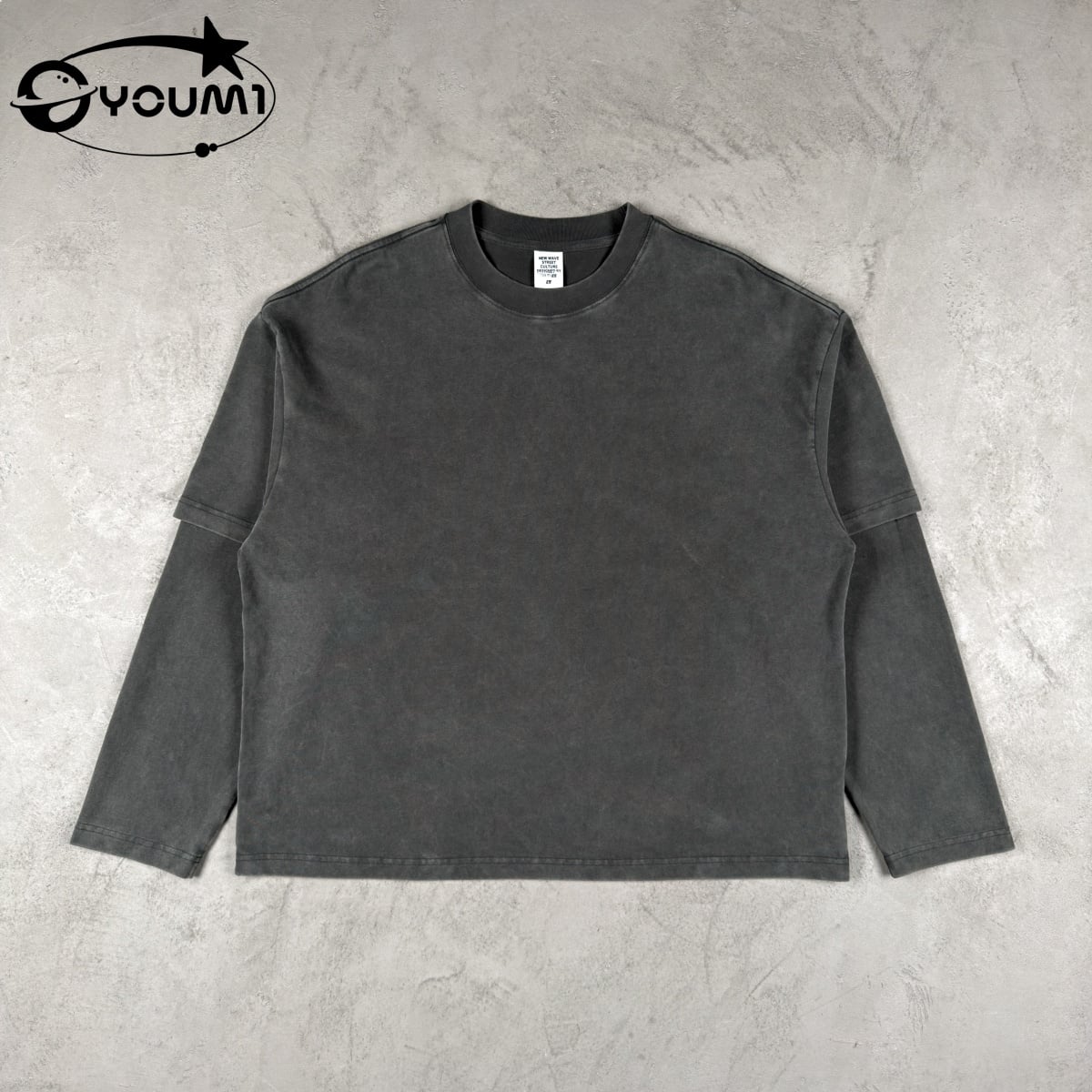 Youmi Custom Oversized 100%Cotton Top Two-piece Sleeve T-shirt 