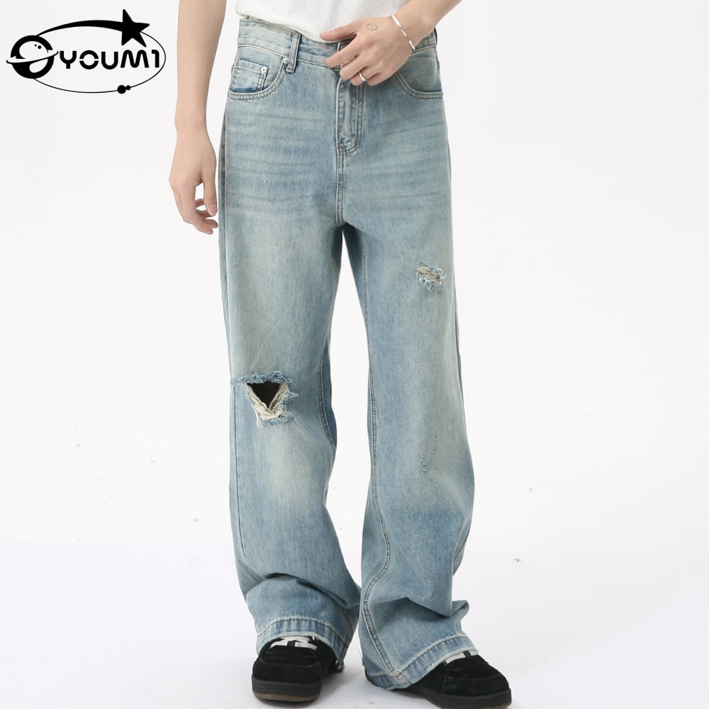 YOUMI Streetwear Baggy Jeans Denim SunFaded retro distressed  trend