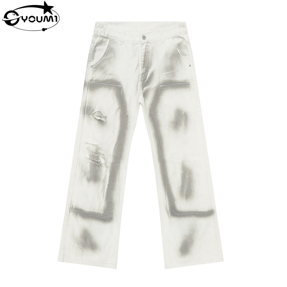 Denim Manufacturer Custom Unisex Men's DTG Sun Faded Oversized Cotton Straight Wide Leg Baggy Denim Pants Jeans for Men
