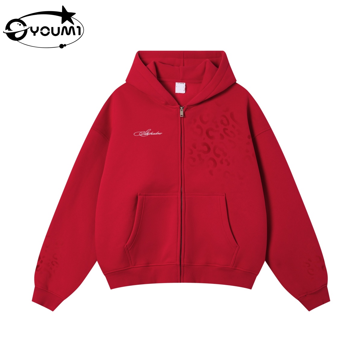 Youmi Acid Wash Hoodie Embroidery DTG Leopard Hoodie 