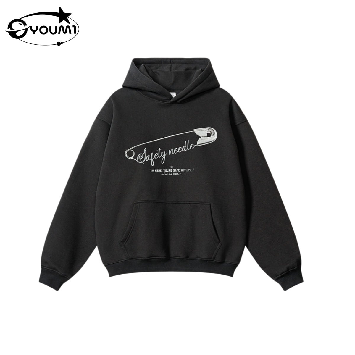 YOUMI Oversized French Terry 100% Cotton Oversized SweatshirHoodie Y2K Men'S Streetwear  