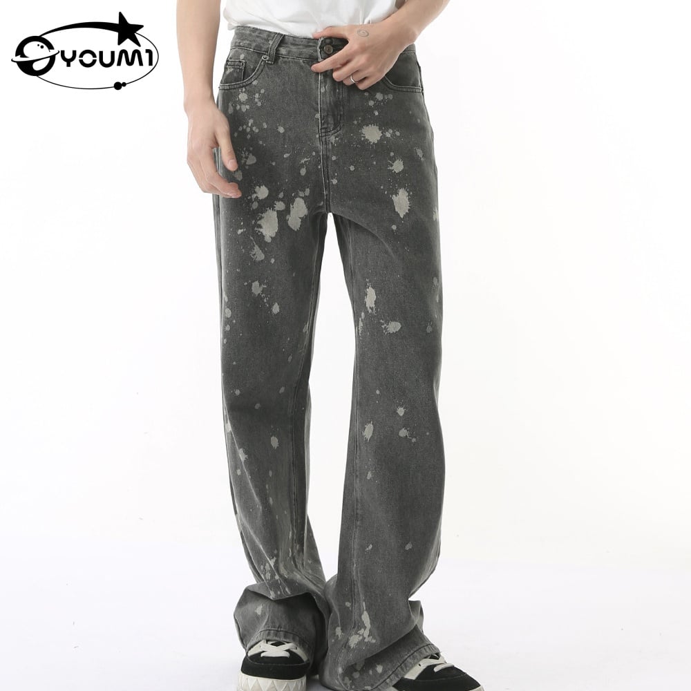 Jeans streetwear amples délavés vintage pour hommes YOUMI