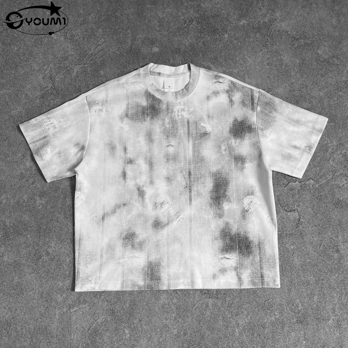 Men's Vintage Washed Graffiti Print T Shirts Ripped Distressed Tshirts for Men