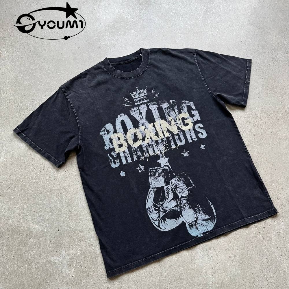  Youmi Custom OEM Heavyweight Streetwear Cotton Y2k Men's T-shirts