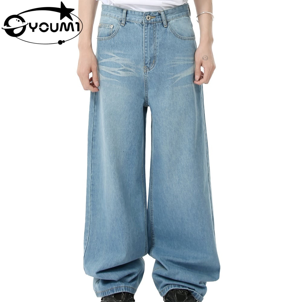 YOUMI Men's  Baggy High Street Hip Hop Style Washed High Street 

