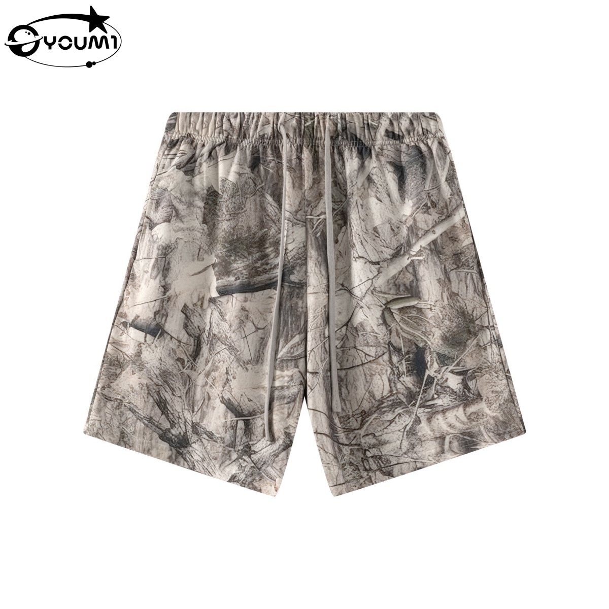 YOUMI Men'S Quick Dry Camo Shorts Tree Branch Print Casual Streetwear Athletic Shorts