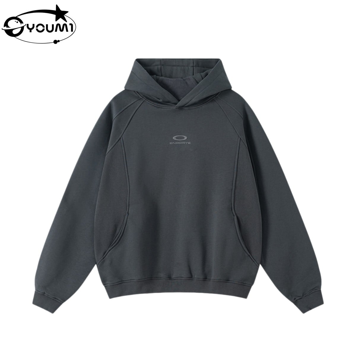 YOUMI Oversized Embroidered Patchwork Hoodie Y2K Men'S Streetwear 