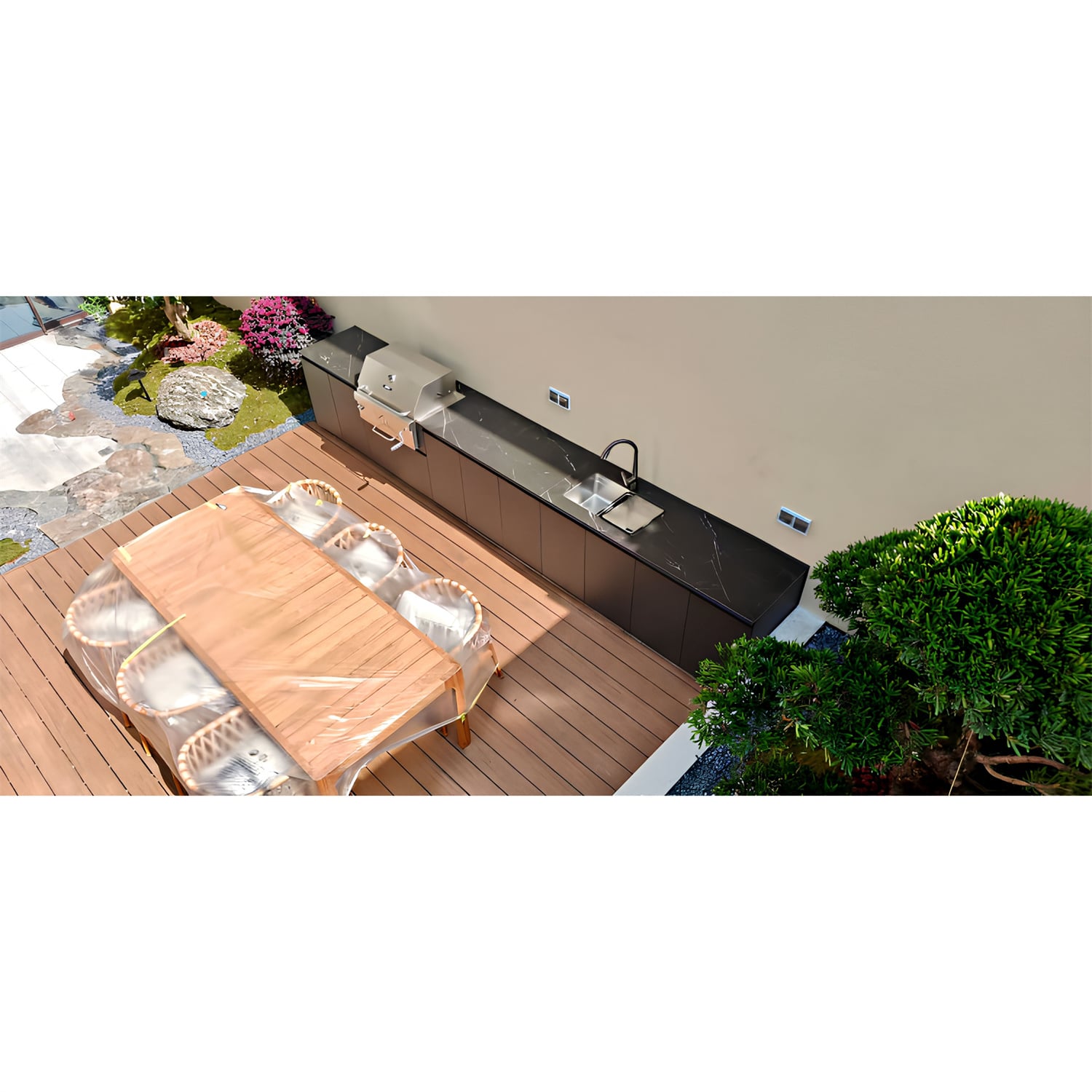 5.5m Custom Modular Outdoor Kitchen with Dual-Zone Searing Grill and Infrared Back Burner