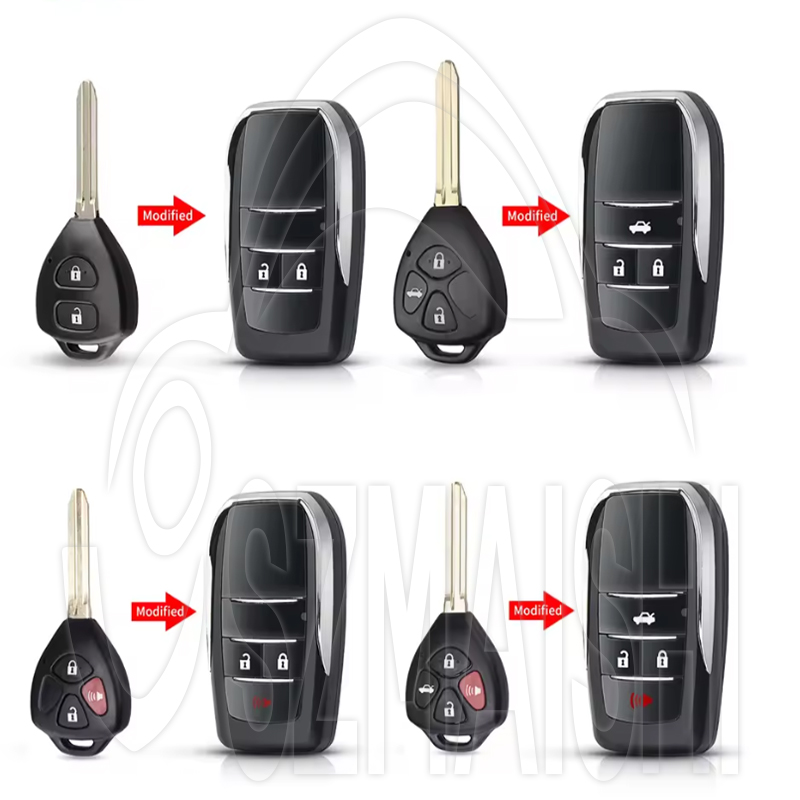 Modified Flip Folding Blank Key Shell For Toyota RAV4 Camry Corolla, 2/3/4 Button Universal Aftermarket