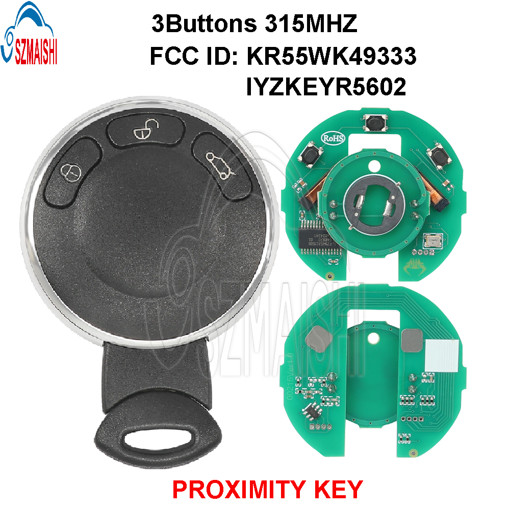 SZMAISHI Remote Car Key for 2006-2014 Mini Cooper / 3-Button Smart Key / PN: 3452819-01 / KR55WK49333 / Comfort Access / 315 MHz Wholesale Car Key 