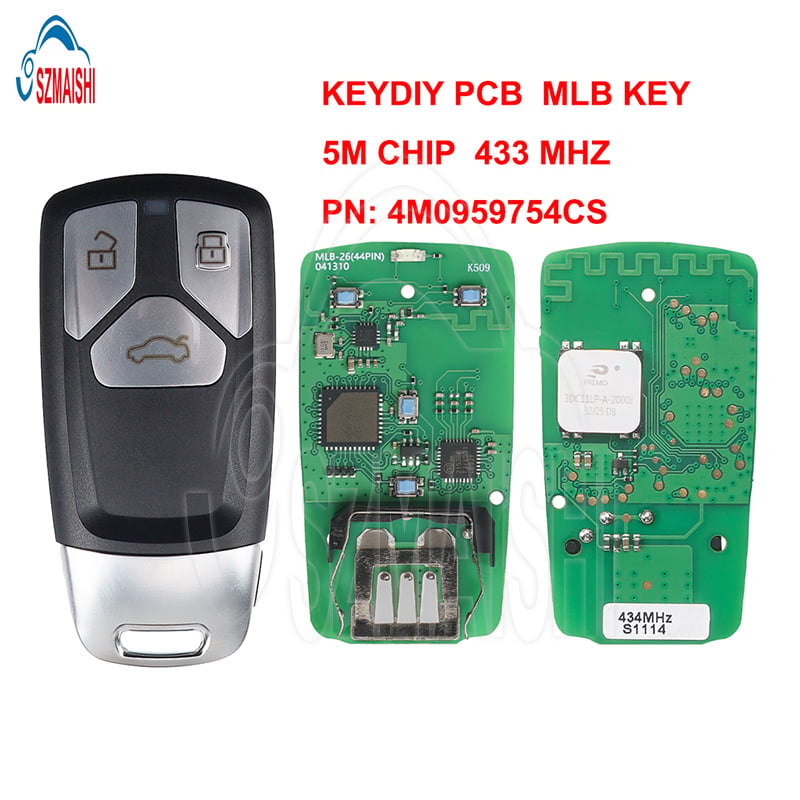 For 3 Button MLB Smart Key Fob 433MHz 5M Chip For Audi A4 A5 A6 A7 A8 Q5 PN 4M0959754CS