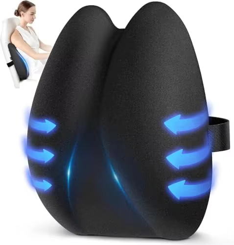 Black OEM Ultra Pain Relief Cooling Memory Foam Back Cushion Lumbar Support Pillow Ergonomic Lumbar Pillow for Car Office Chair
