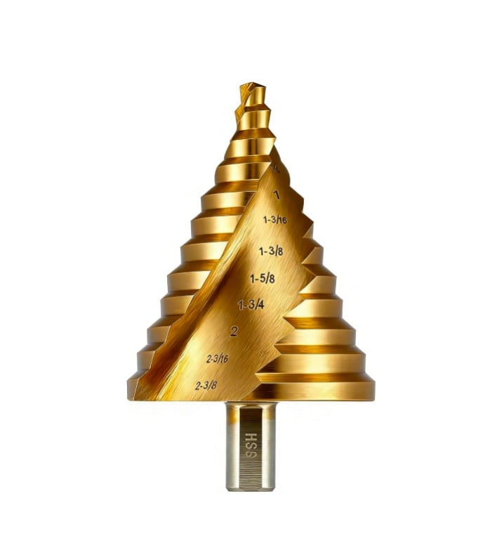AMSUO 12-Step Titanium Coated HSS Step Drill Bit — Up to 2-3/8