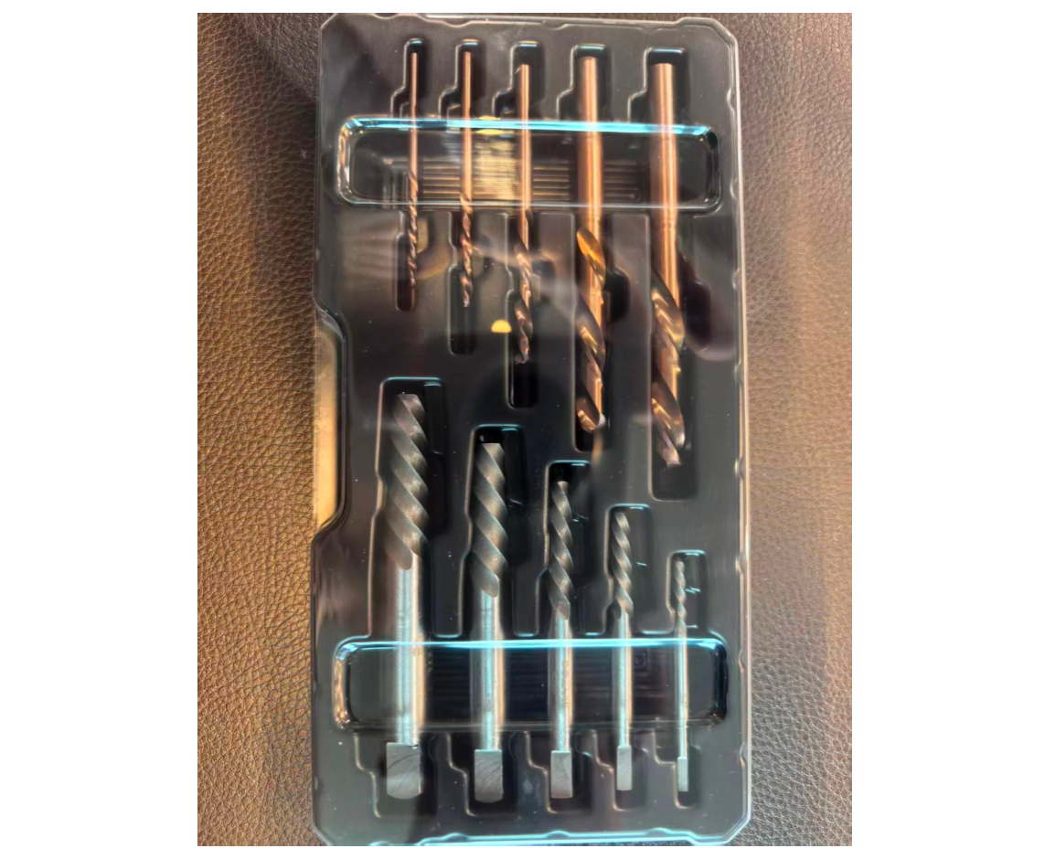 AMSUO 10-Piece Milled Screw Extractor & Left-Hand Drill Bit Set (EXTD-10-A) — Bearing Steel Extractors No.1–No.5 + M35 Cobalt Left-Hand Drills 5/64