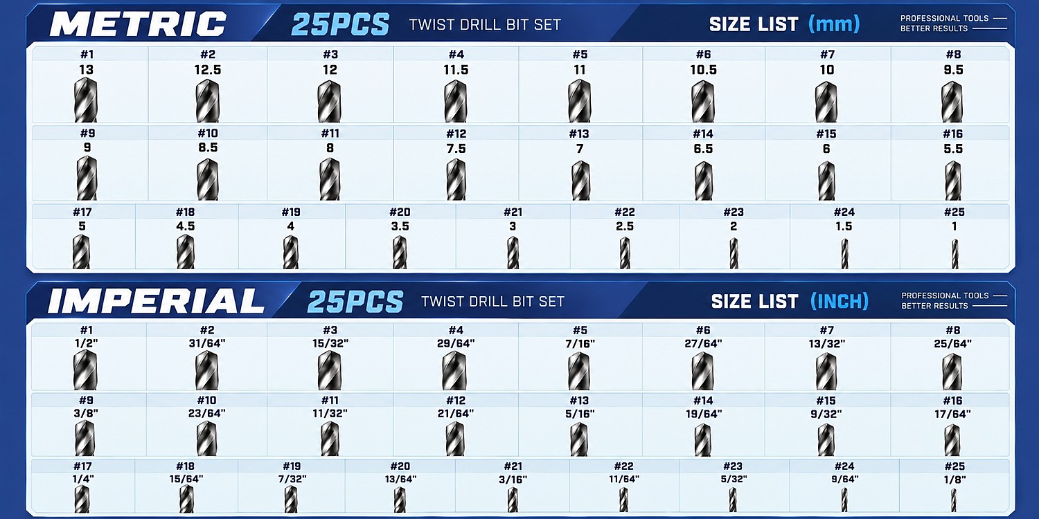 Size Chart — 25 PCS (Metric DIN)