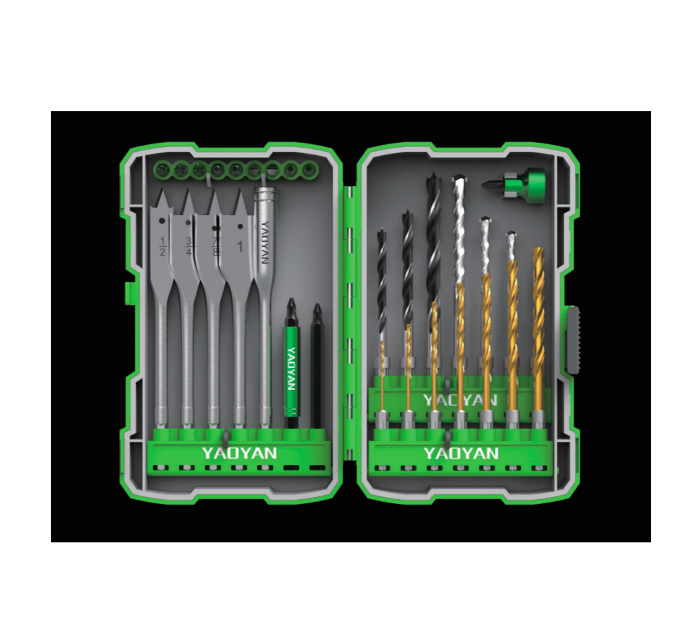 32-Piece Drill & Driver Set — Spade Bits + Twist Drills