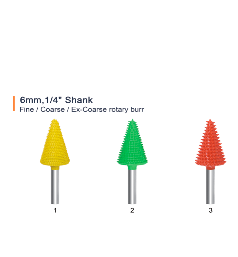 AMSUO Flame Burrs — 14–15.5 mm, Fine/Coarse/Ex-Coarse