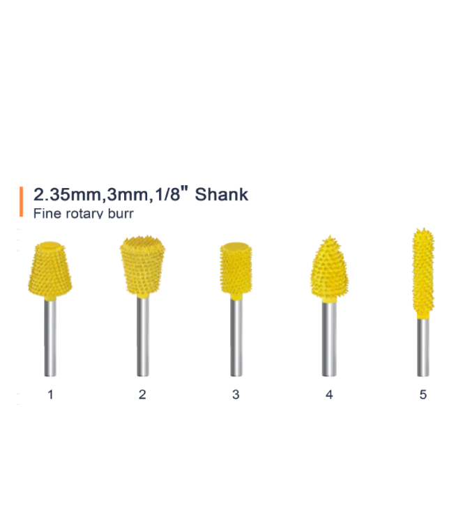 AMSUO Rotary Burrs — Coarse Cut Metric Series, 6 Shapes, 6–11.85 mm Heads
