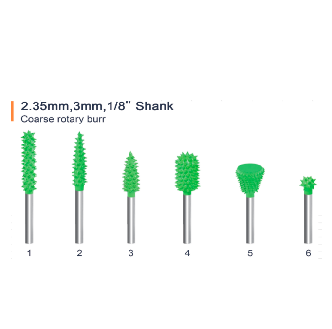 AMSUO Long-Shank Cylinder Burrs — 12–13.5 mm Heads × 49.5–50.3 mm, Fine/Coarse/Ex-Coarse