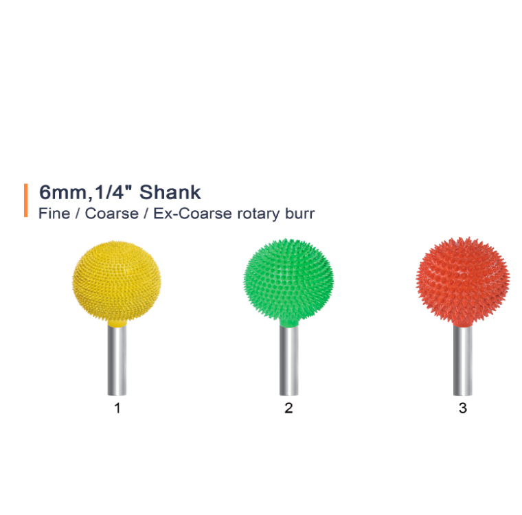 AMSUO Long-Shank Ball Nose Burrs — 8–17 mm, Fine/Coarse/Ex-Coarse