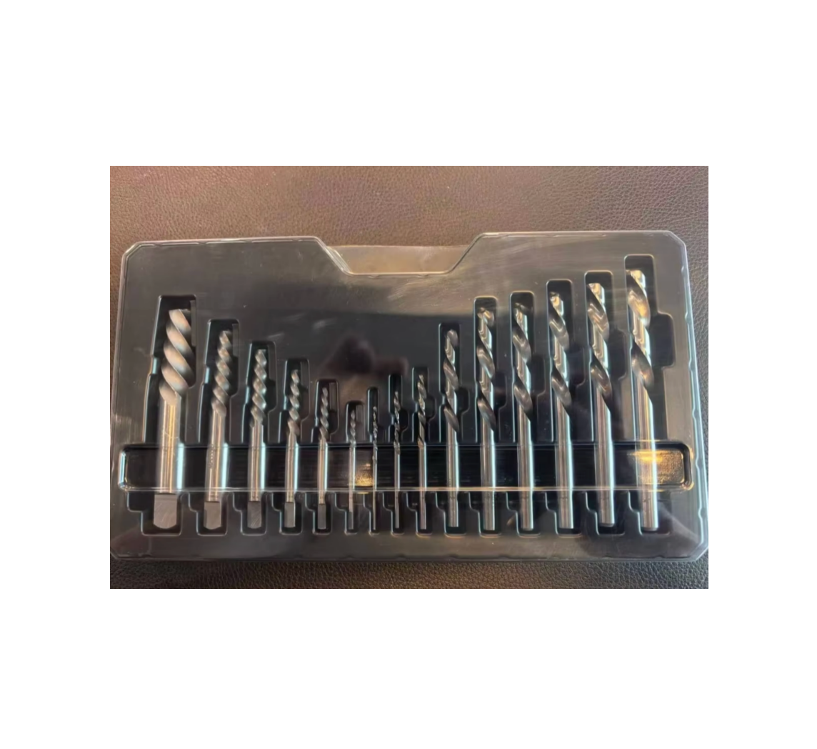 AMSUO 15-Piece Milled Screw Extractor & Left-Hand Drill Bit Set (EXTD-15) — Bearing Steel Extractors No.1–No.6 + M35 Cobalt Left-Hand Drills 5/64
