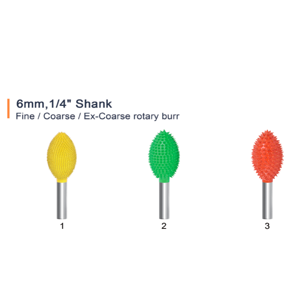 AMSUO Flame Burrs — 17.5–18.5 mm, Fine/Coarse/Ex-Coarse