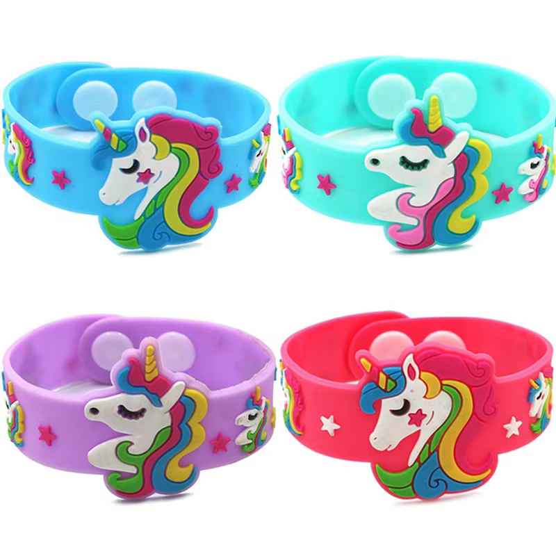 Kids Christmas Gifts Trendy Children Lovely Animal Unicorn  Rubber Pvc Bracelets Silicone Promotional Wristbands details