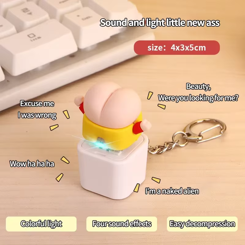 Wholesale Custom Yellow Chick Keychain Creative Stress Relief Electronic Voice Toy in Any Shape Promotional Rubber Keychains factory