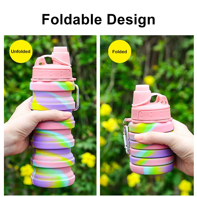 Collapsible Gym Travel Sport Silicone Drinkware Tumblers Insulated Insulated Drinkware Water Bottle manufacture