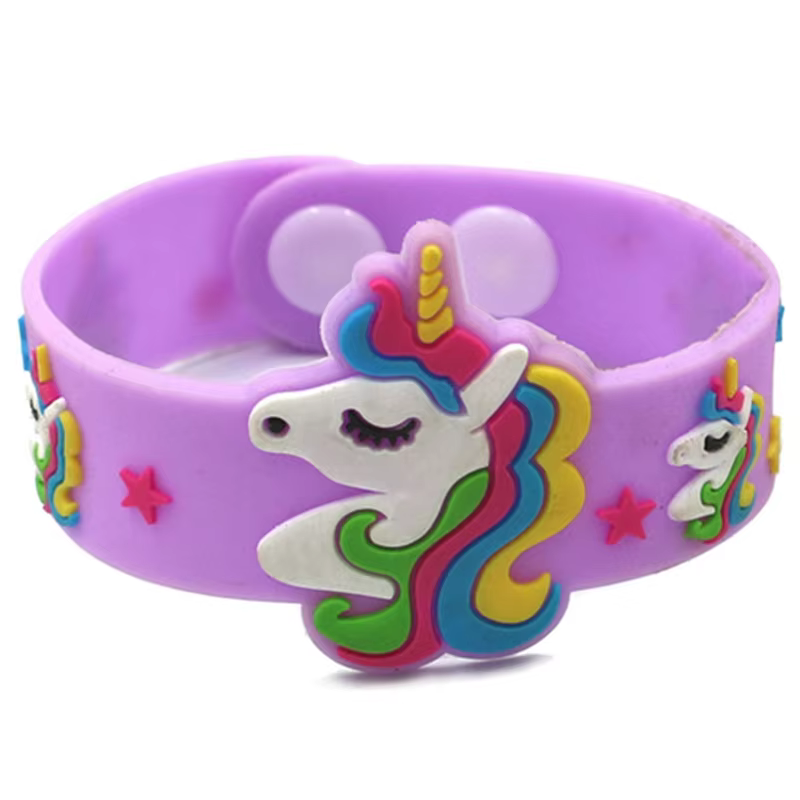 Kids Christmas Gifts Trendy Children Lovely Animal Unicorn  Rubber Pvc Bracelets Silicone Promotional Wristbands details