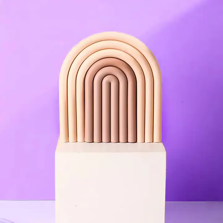 Nordic Style Eco-Friendly Custom Rubber Silicone PVC Table Mats Non-Slip Cup Mat Plate with Cute Rainbow Coaster for Drinks factory