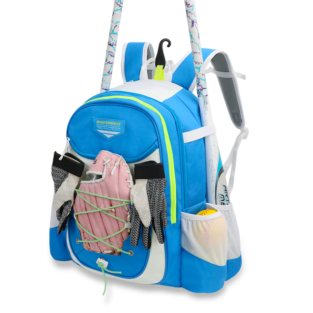Bolso de softbol personalizado KOP al por mayor, negro y de carbón activado, suave, mochila de béisbol con soportes para 4 bates y compartimento para tacos para jugadores