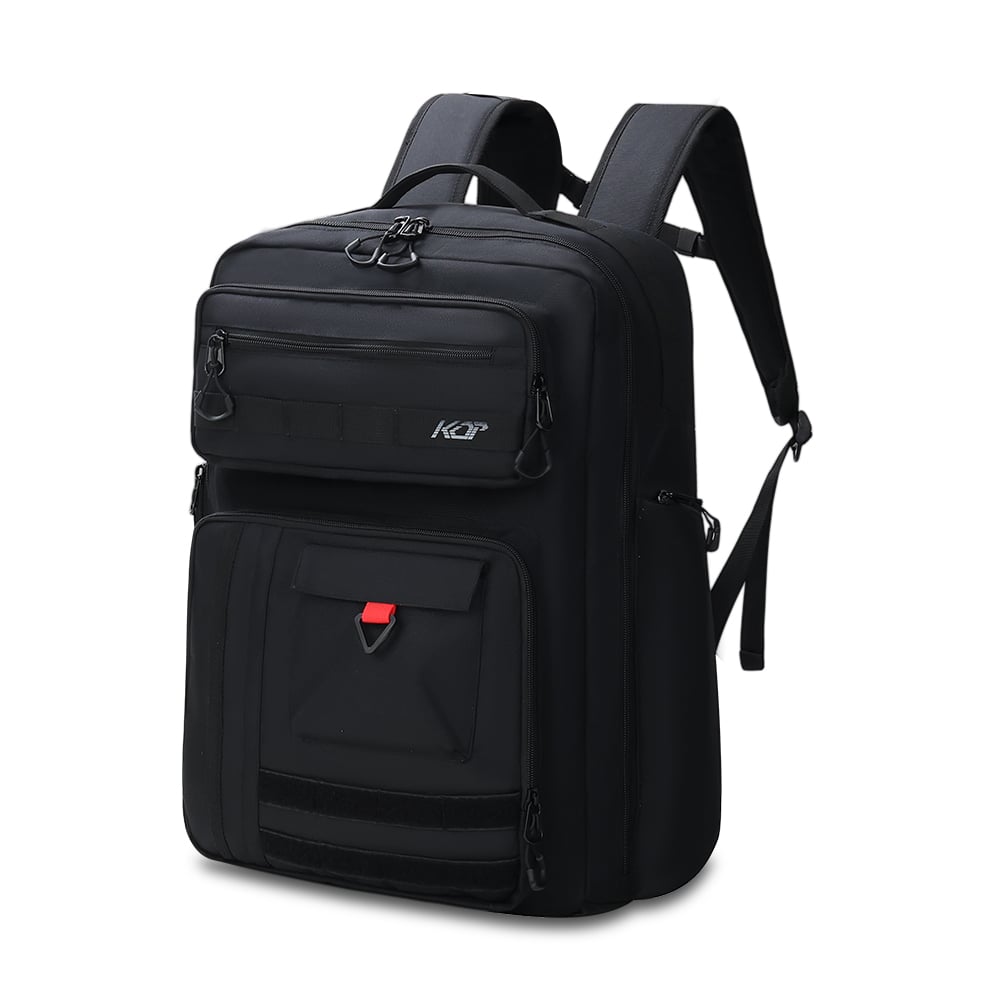 KOP OEM Custom Logo Heavy Duty Professional Series Solid Black Gym Sports Backpack with Extra Pockets for Training