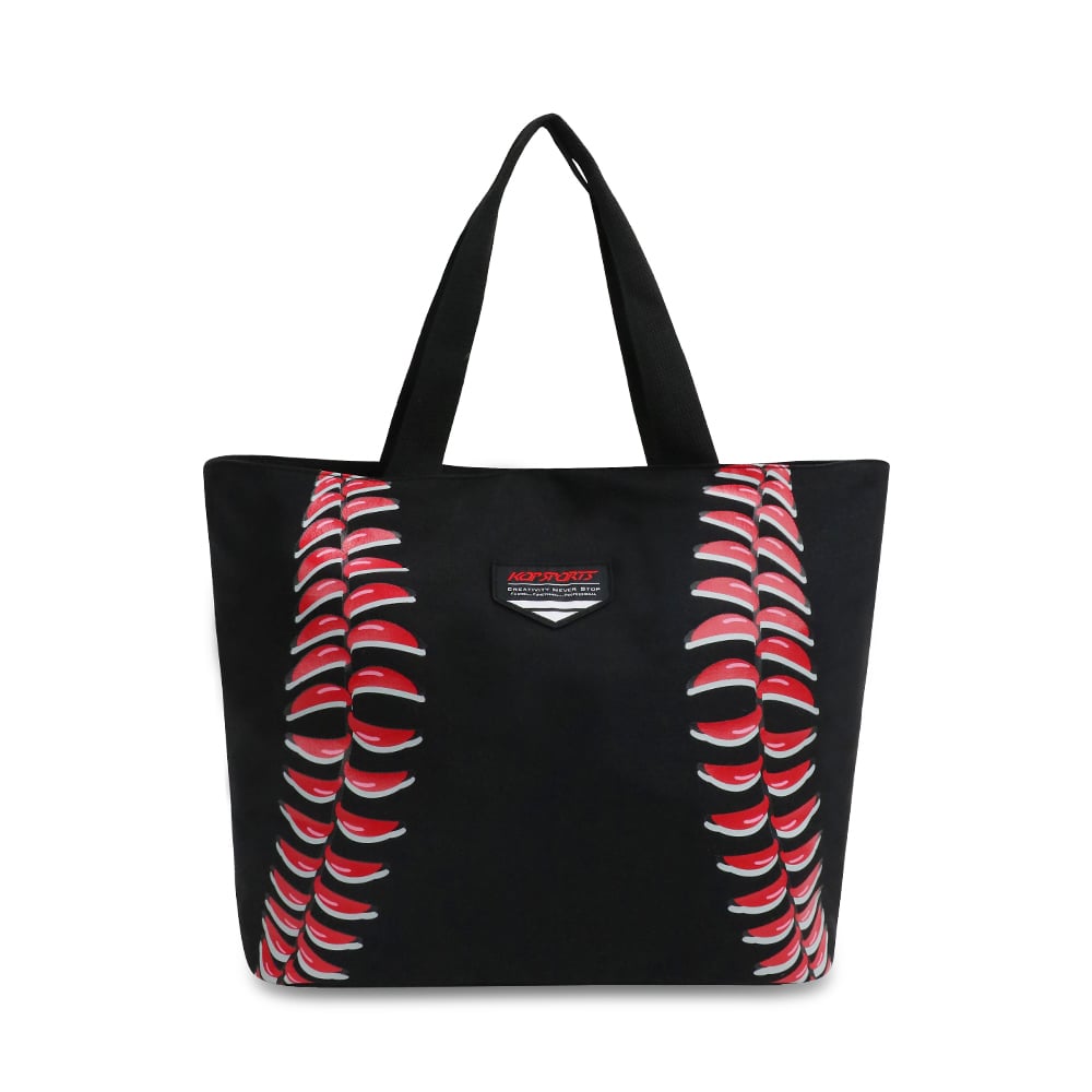 KOP Custom Wholesale Black Canvas Softball Baseball Tote Bag with Large Capacity for Women and Girls 