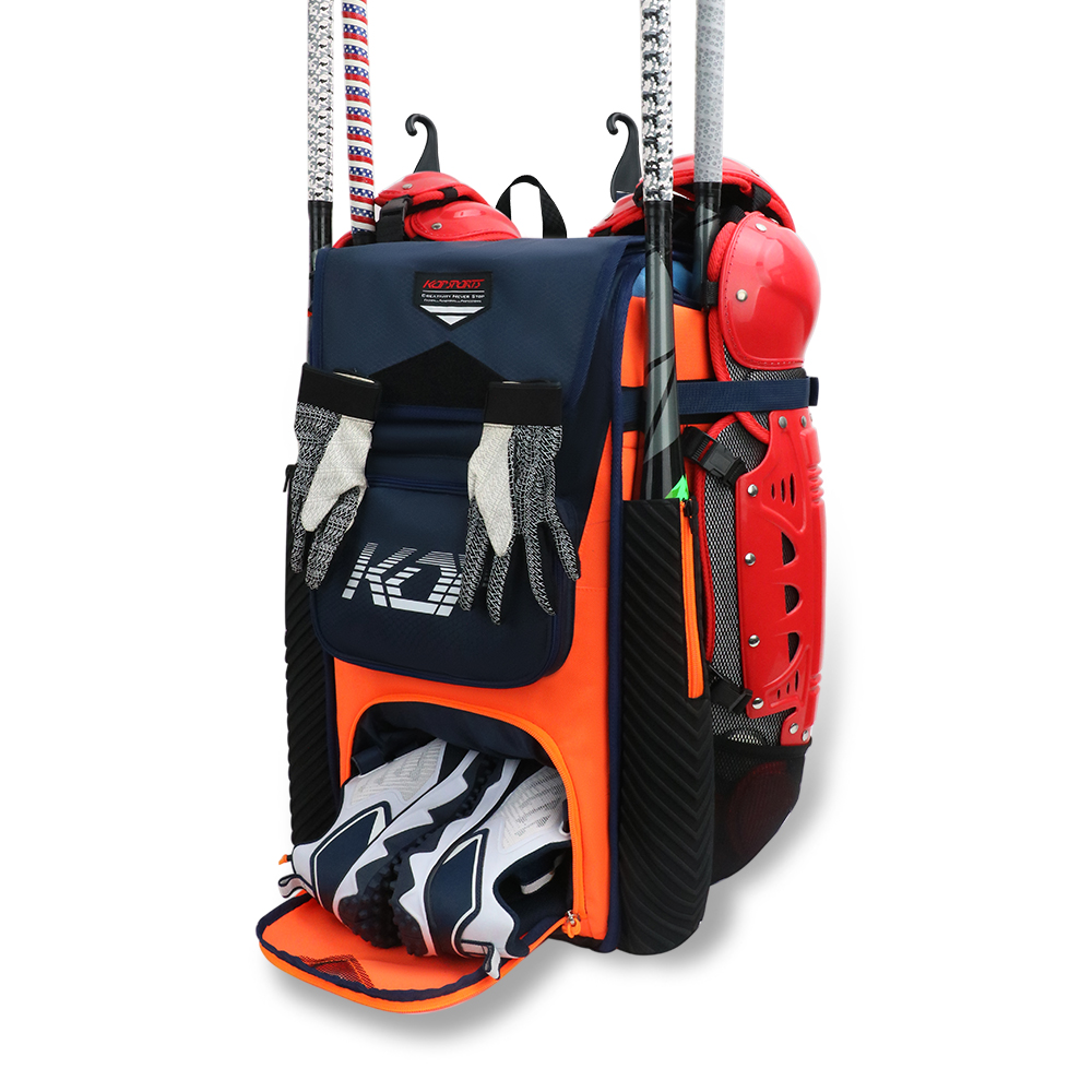 KOP Heavy Duty Large Capacity Softball Baseball Catchers Equipment Backpack with 6 Bats Holders and Cleats Compartment for Adult