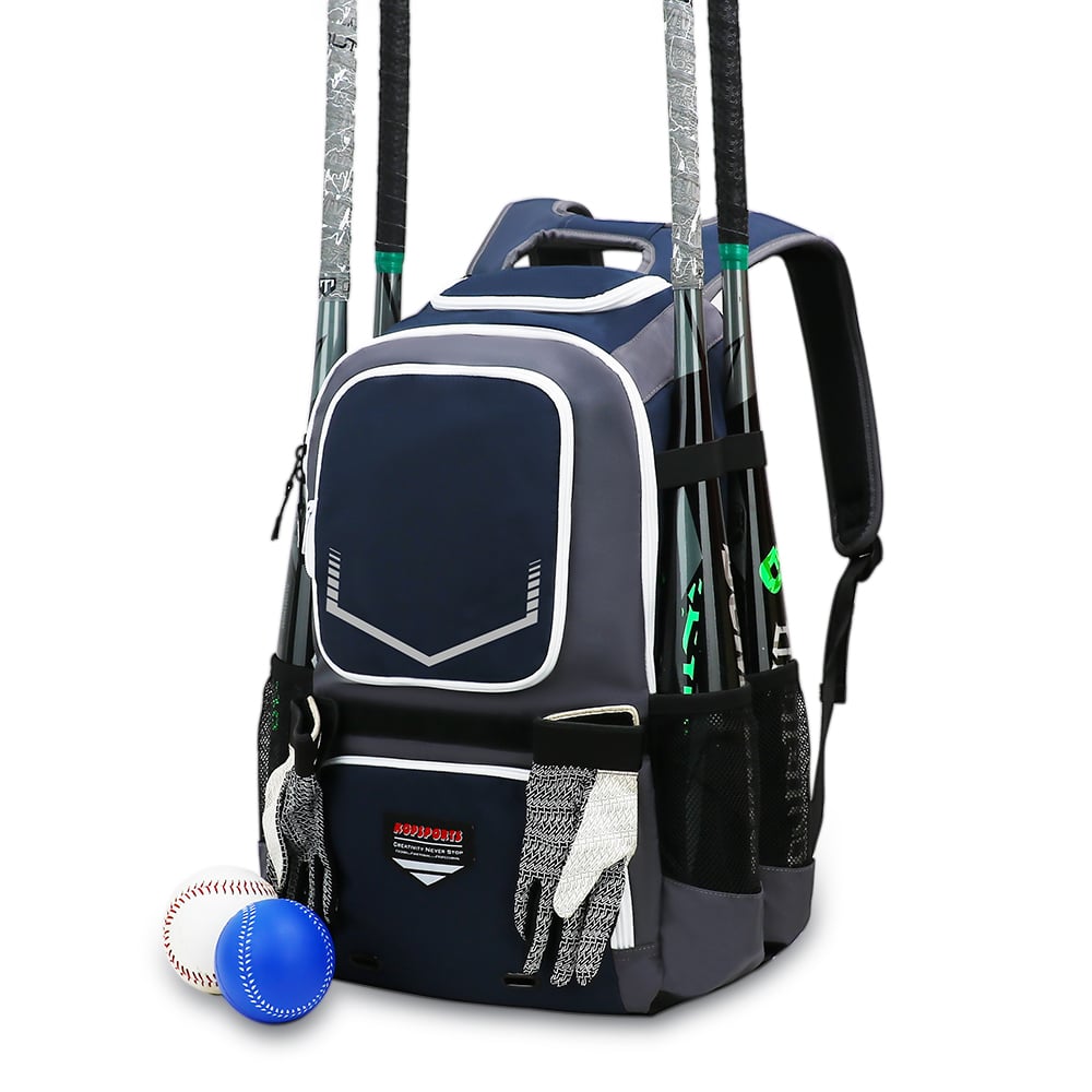 KOP Custom Wholesale Black Charcoal Softball Bag Baseball Backpack with 4 Bats Holders and Cleats Compartment for Players 