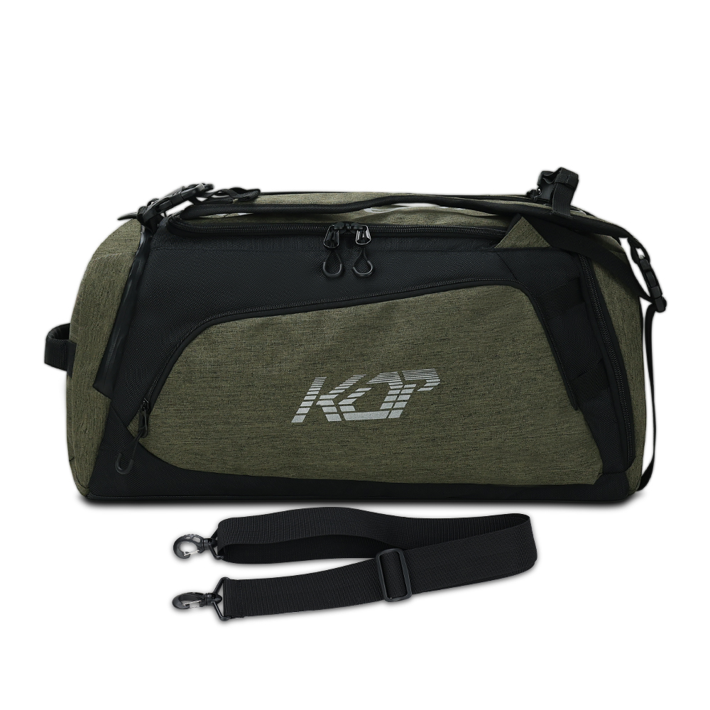 KOP OEM Customized Water Resistant Sports Gym Duffle Backpack Bag for Travel with Shoes Compartment and Shoulder Straps