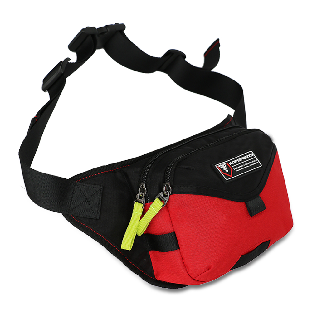 KOP OEM Customized Logo Outdoor Travel Polyester Waist Bag Fanny Pack for Men and Women with Adjustable Strap and extra Pockets