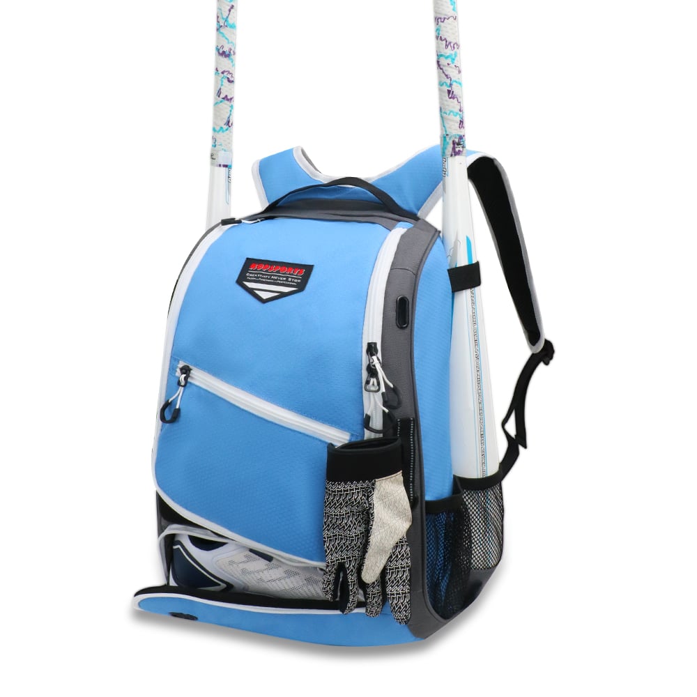 Kopbags Wholesale Custom Light Blue Baseball Bat Backpack for Youth Softball Bags 