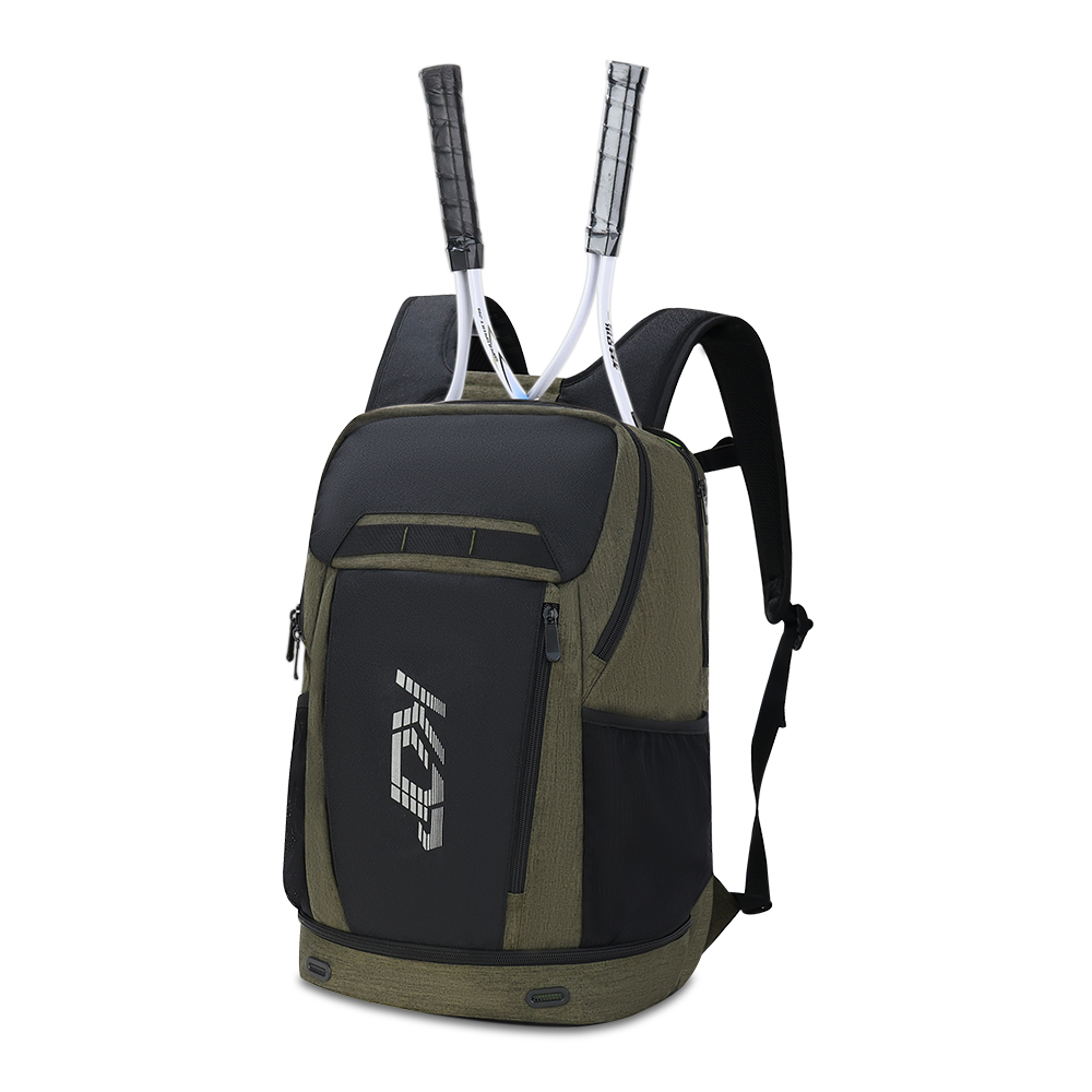 KOP Custom Wholesale Green Black Tennis Racket Backpack for Men Women with Aluminum Lining Compartment