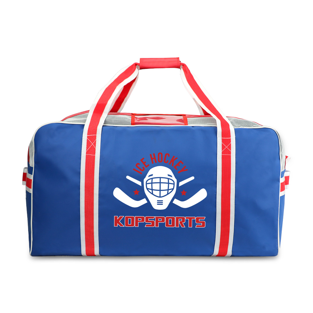 KOP OEM Custom Wholesale Heavy Duty Waterproof Royal Blue Ice Hockey Bag for Player Equipment with Large Vented Compartment