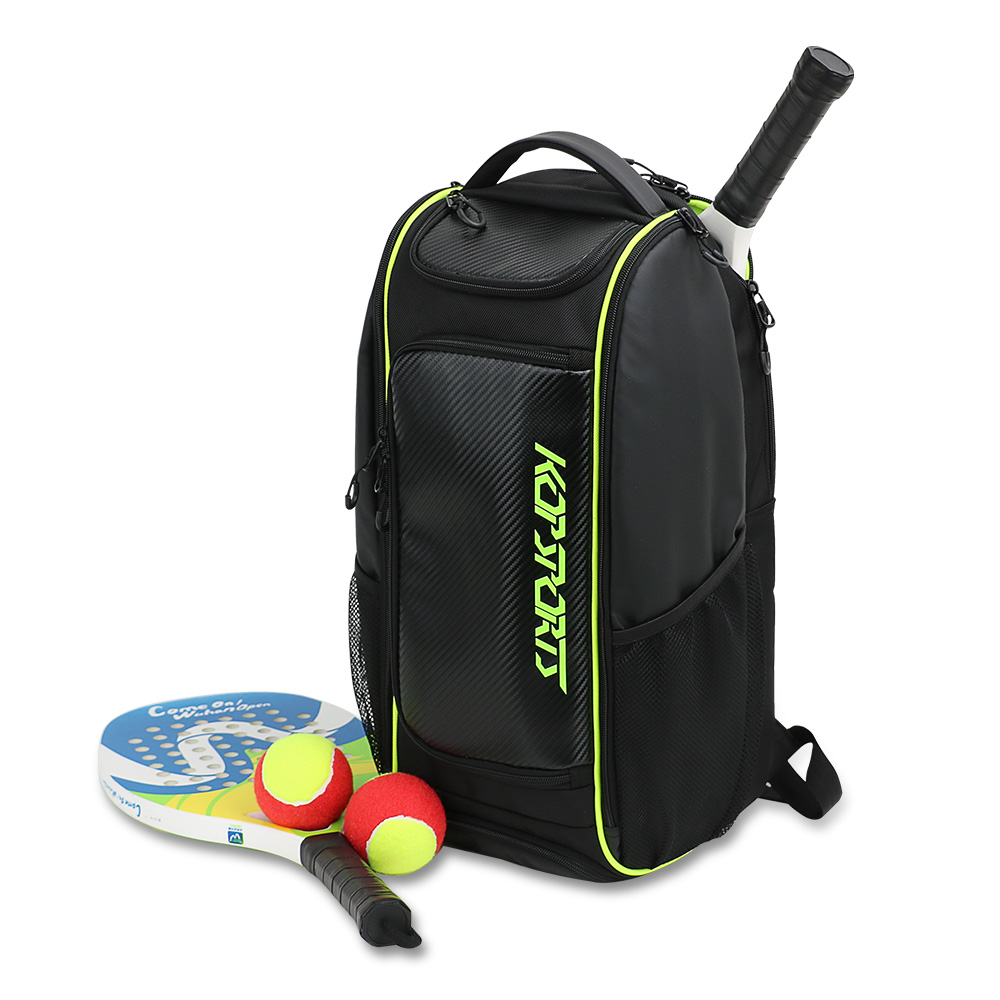 KOP OEM New Design High Quality PU Material Beach Tennis Racket Backpack With Shoes Compartment for Men and Women